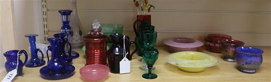 A quantity of mixed coloured glassware